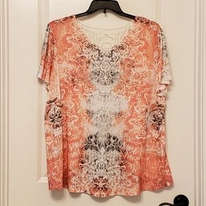 Short sleeve coral/gray/white shirt